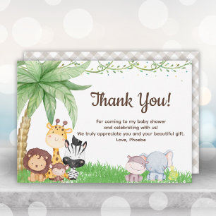 Safari Animaux Baby shower Merci Cartes