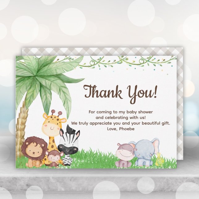 Safari Animaux Baby shower Merci Cartes (Safari Animals Baby Shower Thank You Cards)