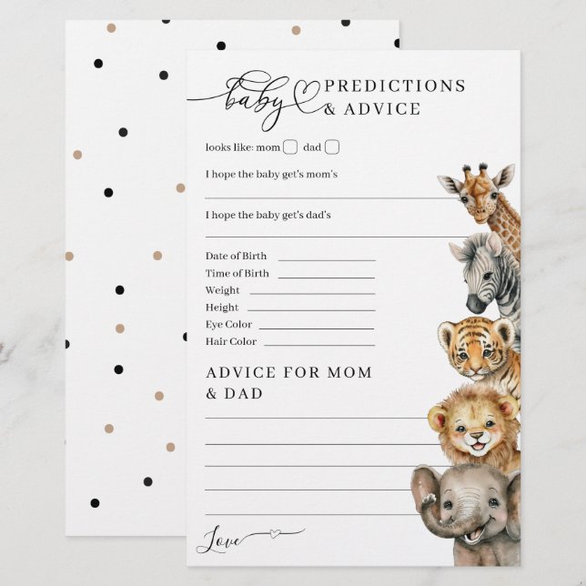 Safari Animaux Baby shower moderne Jeu (Devant / Derrière)