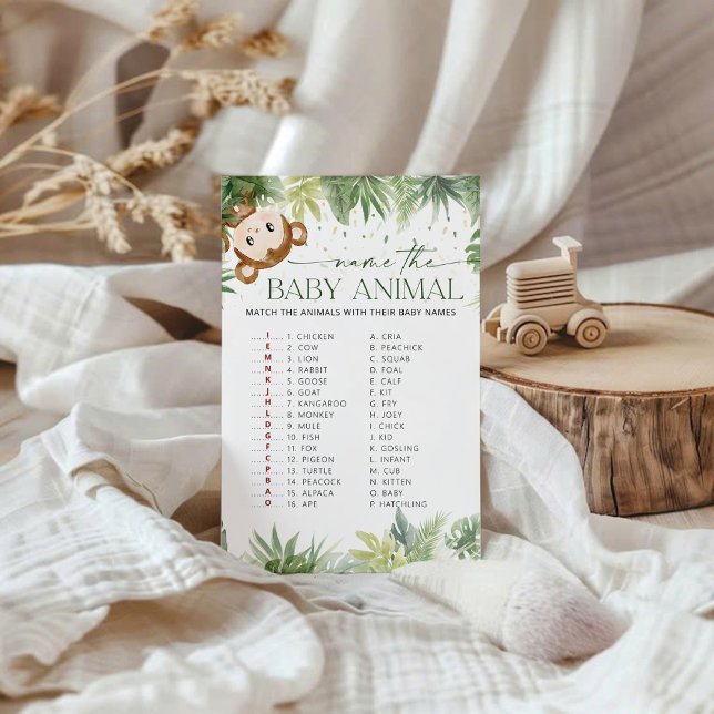 Safari Animaux Baby shower Nom de l'animal bébé (Créateur téléchargé)