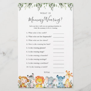 Safari Animaux Baby shower Qu'est-ce que maman por