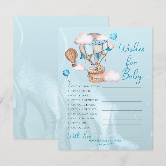 Safari Animaux Ballons Voeux pour le jeu bébé (Devant / Derrière)