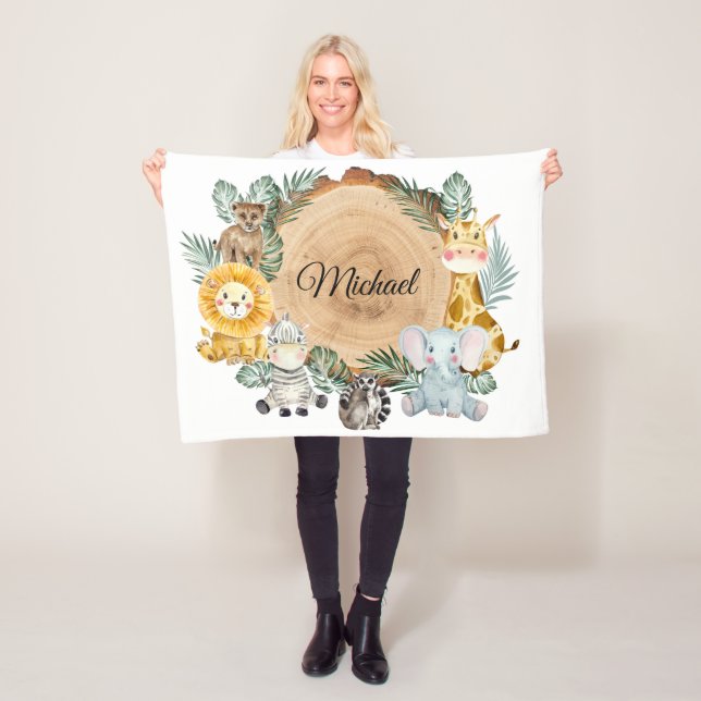 Safari Animaux Bébé Couverture en polaire (En situation)