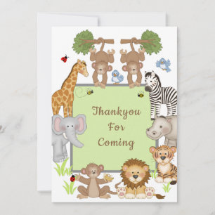 Safari Animaux Carte de remerciements Baby shower