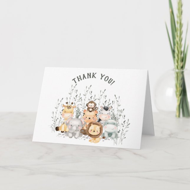 Safari Animaux Carte de remerciements Baby shower (Devant)