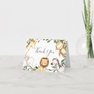 Safari Animaux Carte de remerciements Baby shower