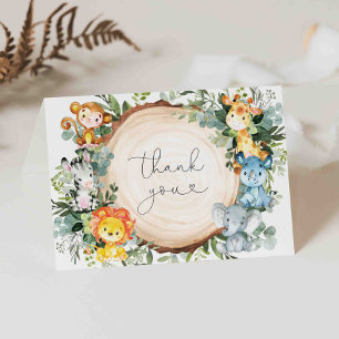 Safari Animaux Carte de remerciements Baby shower