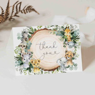 Safari Animaux Carte de remerciements Baby shower