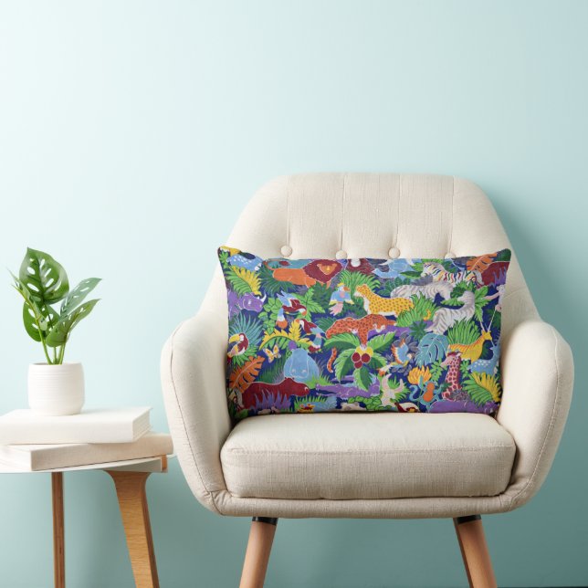 Safari animaux colorés motif lancer oreiller (Chaise)