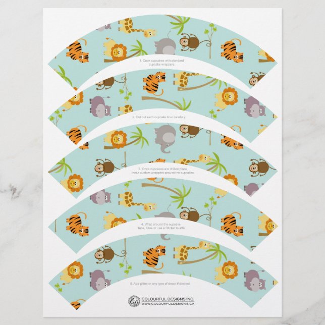 Safari Animaux Cupcake Wrappers (Devant)