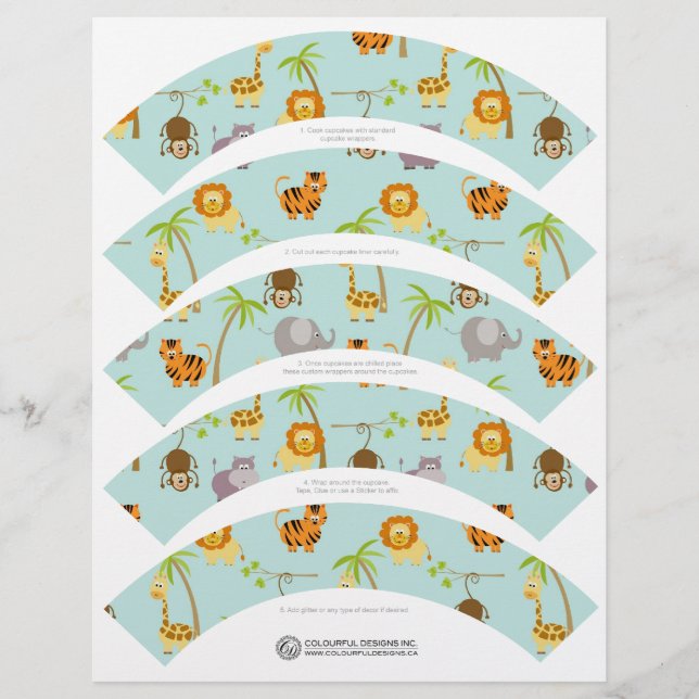 Safari Animaux Cupcake Wrappers (Devant)