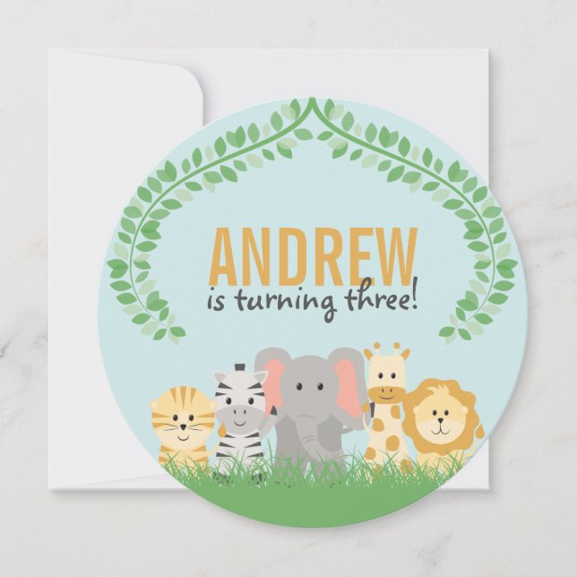 Safari Animaux Invitation Anniversaire (Devant)