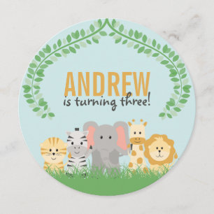 Safari Animaux Invitation Anniversaire