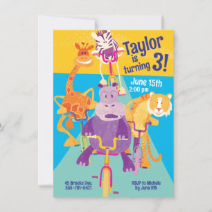 Safari Animaux Invitation d'anniversaire pour enfa