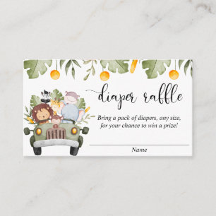 Safari animaux jungle thème carte de tombola