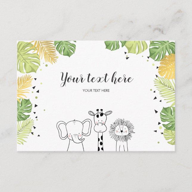 Safari Animaux Jungle zoo Insérer carte Wild One (Devant)