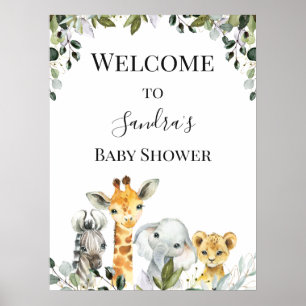 Safari Animaux Lion Baby shower Affiche de bienven
