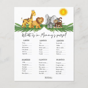 Safari Animaux Mummy's Purse Baby shower Jeu