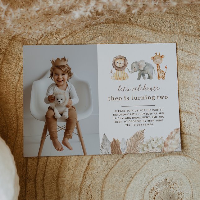 Safari Animaux Paysage Photo Invitation (Créateur téléchargé)