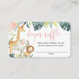 Safari animaux rousse rose fille carte de tombola