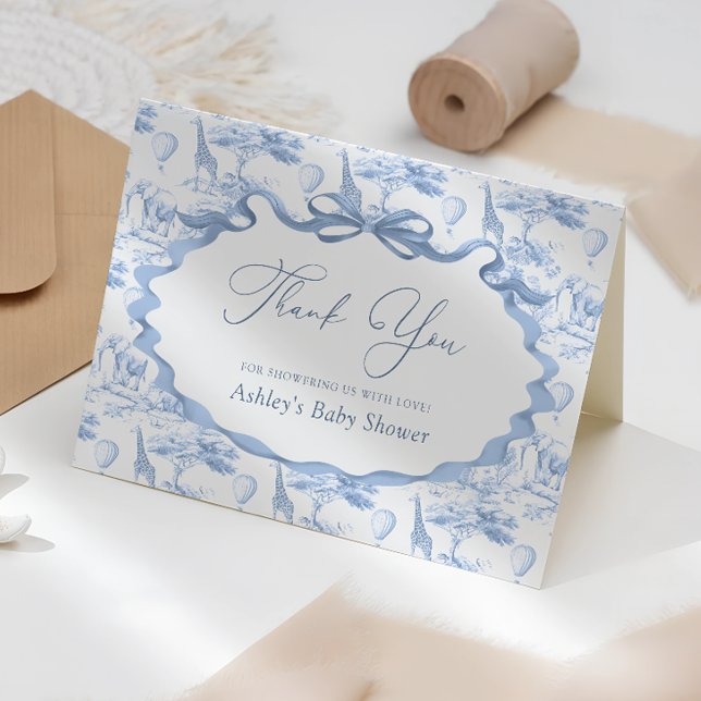 Safari Animaux Toile de Jouy Baby shower Merci (Créateur téléchargé)