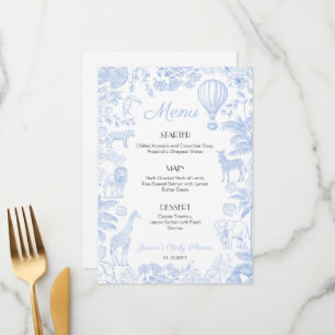 Safari Animaux Toile De Jouy Boy Baby shower Menus