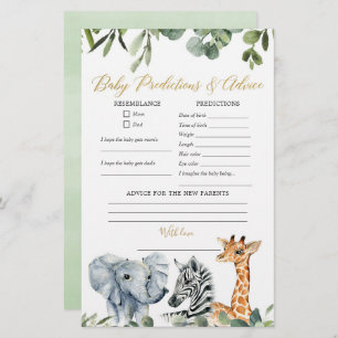 Safari animaux verdure bébé prédictions conseils