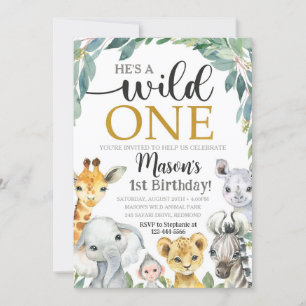 Safari Annithday Invitation Wild One Invitation