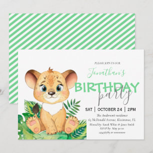 Safari anniversaire fête jungle animaux invitation