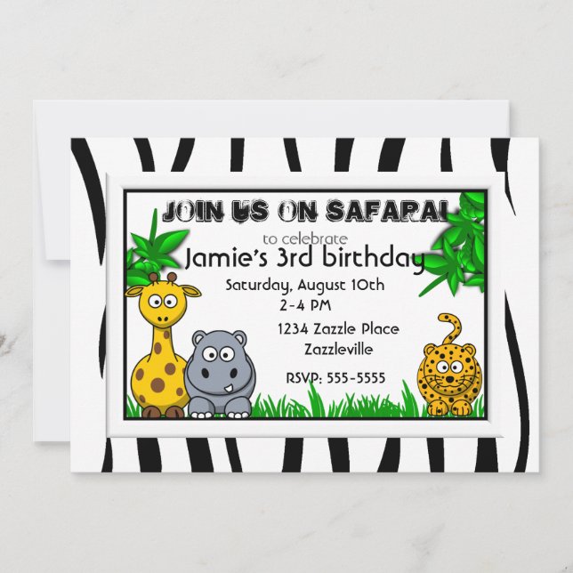 Safari Anniversaire Invitations (Devant)