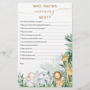 Safari Baby Animal Greenery Baby Shower game