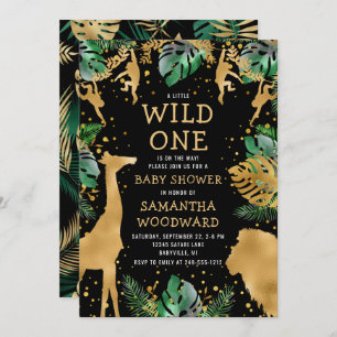 Safari Baby shower Black Gold Invitation