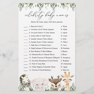 Safari Baby shower Celebrity Baby Names Jeu