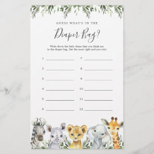 Safari Baby shower Devinez ce qu'il y a dans le sa