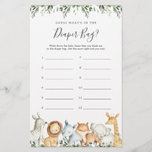 Safari Baby shower Devinez ce qu'il y a dans le sa