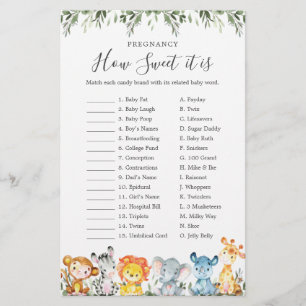 Safari Baby shower Grossesse Comme il est doux jeu