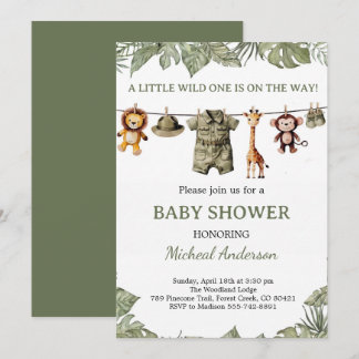 Safari Baby Shower Invitation Boy Green
