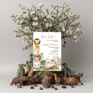 Safari Baby shower invitation fille