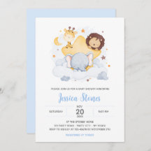 Safari Baby Shower Invitations sur Star Moon Sky