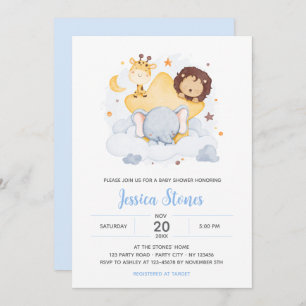 Safari Baby Shower Invitations sur Star Moon Sky