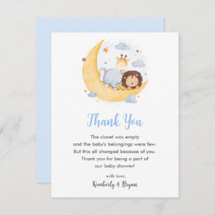 Safari Baby shower Merci Cartes Garçon Moon Dreamy