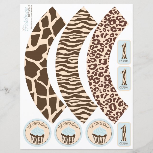 Safari Boy BLU Cupcake Wrapper 1 (Devant)