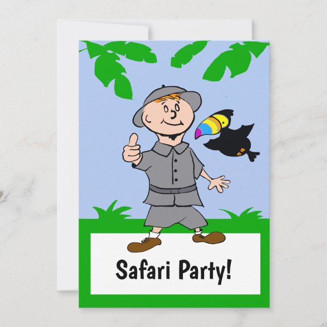 Safari Boy & Toucan Jungle Thème Invitation (Devant)
