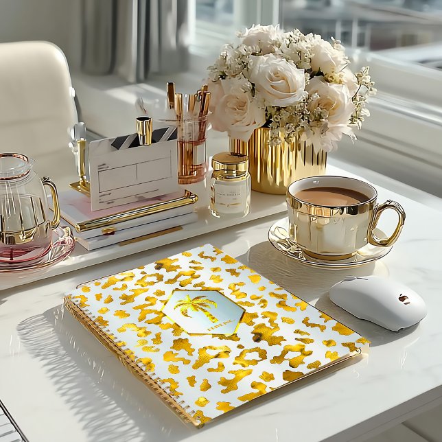 Safari Chic Luxe Gold & White Animal Print (Safari Chic Gold Luxe Personal and Business Planner )