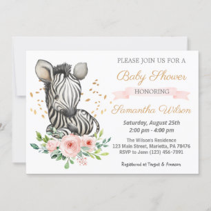 Safari Cute Baby Zebra Wild Baby shower Invitation
