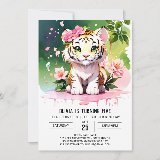 Safari Cute Tiger Anniversaire Invitation (Devant)