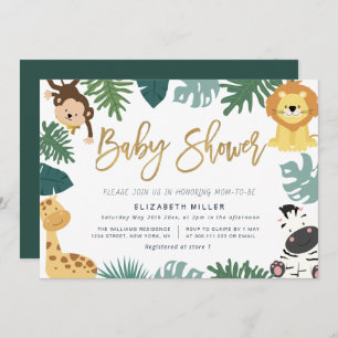 safari dans la jungle baby shower invitation