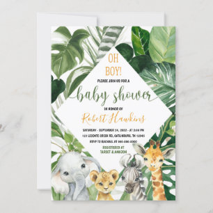 Safari dans la Jungle Baby shower Invitation Garço