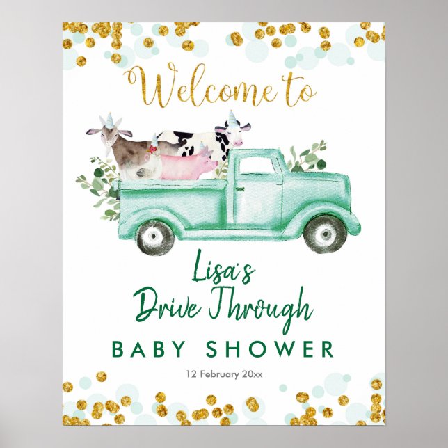 Safari de verdure par Baby shower Affiche de bienv (Devant)