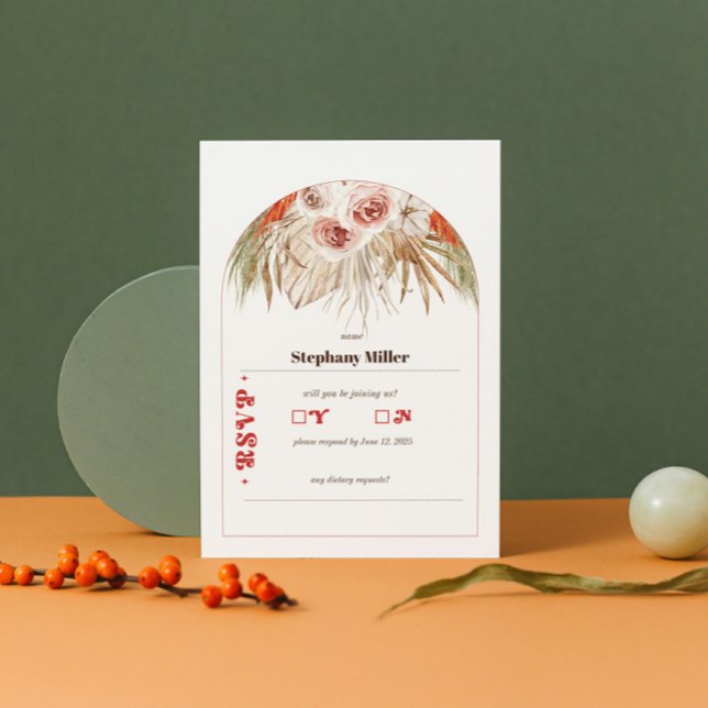 Safari Désert Boho Fleurs Mariage RSVP (Créateur téléchargé)
